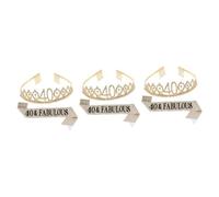 FRCOLOR 3 Sets 2pcs Birthday Crown Adult Sash Crystal Hair Comb Party Sash for Women Stylish for Birthday Celebrations