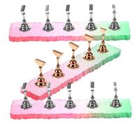 FRCOLOR 3 Sets Gradient Base Nail Practice Holders for Beginners Smooth Flat Surface False Nails Stand with Gold Silver Edges Lightweight Space-saving Manicure Tool for Home and Salon Use