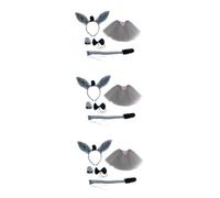 FRCOLOR 3 Sets Halloween Costume Accessories Donkey Mask and Outfit Boys and Girls Burro Costume Props Stage Dancing Prop Hairband