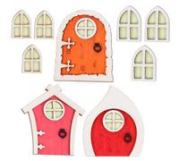 FRCOLOR 3 Sets Wooden Fairy Door Decorations for Doll Houses Miniature Garden Tree Ornaments Glow Dark Craft Statues for Fairy Tale Scenes