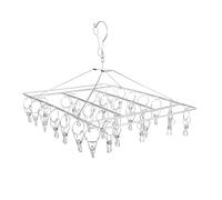 FRCOLOR 30 Clips Stainless Steel Drying Rack Socks Hanger Square Shape Thickened Single Layer Windproof Firm Clothes Clamp Protects Clothes from Rust Suitable for Seasons Laundry Storage