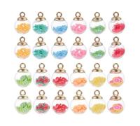 FRCOLOR 30pcs 16mm Glass Ball Charms with Mixed Star and Fruit Pendants for DIY Jewelry Making Craft Supplies Set Random Color