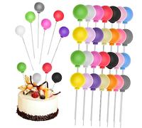 FRCOLOR 30Pcs Colorful Mini Foam Balls Cake Decorations DIY Cupcake Topper for Birthday Party Wedding Dessert Fruit Decoration Craft Supplies