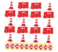 FRCOLOR 30pcs Mini Traffic Road Cones with Plastic Fences and Signs Construction Playset for Outdoor Learning and Interactive Traffic Safety Education