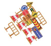 FRCOLOR 30pcs Miniature Traffic Road Sign with Stickers Pretend Play Set Educational Mini Road Fences for Boys and Safety Learning
