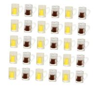 FRCOLOR 30pcs Resin Beer Models DIY Craft Charms for Dollhouse Kitchen Table Decoration Realistic Wear Resistant Yellow and Brown Beer Cups for Scrapbooking Phone Case Hair Clip