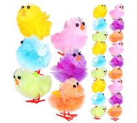 FRCOLOR 36 Pcs Colorful Easter Chicks Decoration Fluffy Miniature Chicks for Party Favors Nursery Ornaments Festive Holiday Atmosphere