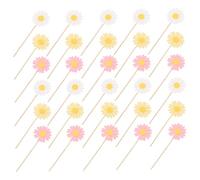 FRCOLOR 36pcs Daisy Cupcake Picks Double Layer Flower Cake Toppers for Birthdays Showers and Spring Parties Easy to Use Lightweight Food Safe Decorations