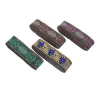 FRCOLOR 3cm Ethnic Gold Thread Embroidered Fabric Ribbon 4 Rolls Set for Sewing DIY Crafts, Wear-Resistant Decorative Trim Suitable for Clothing, Bags, and Wrapping