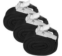 FRCOLOR 3pcs 25mm X 200cm Black Polypropylene Cargo Straps with Zinc Alloy Pressing Buckle, Heavy Duty Tie down Lashing Straps for Truck and Baggage Securing