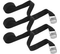 FRCOLOR 3pcs 25mm X 200cm Thickened Black Polypropylene Cargo Straps with Zinc Alloy Pressing for Truck Tie and Packing