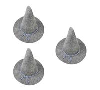 FRCOLOR 3pcs Adults Scarecrow Costume Hat Felt Curved Pointed Witch | Light Grey Wizard Style, Lightweight Outdoor Use, Realistic Look for Halloween Parties and Themed Events