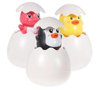 FRCOLOR 3pcs Bath Sprinkling Water Spray Eggs for Floating Bathtub Shower Playset with Penguin Duck Dinosaur Safe Smooth Surface Bathing Fun Random Color