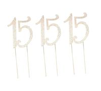 FRCOLOR 3pcs Birthday Anniversary Cake Topper with Gold Crystal Rhinestones Elegant Decoration for Party Supplies Reusable Cake Top Decoration for Banquets and Celebrations