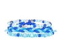 FRCOLOR 3pcs Bohemia Bracelet Handmade Beads Wrap Bracelets Set Beautiful Blue Style for Wedding and Employee Benefits Girls