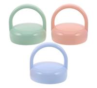 FRCOLOR 3PCS Bottle Caps with Handle Food-Grade Plastic Screw-On Leakproof Lids for Bottles Universal Replacement in Blue Pink and Green