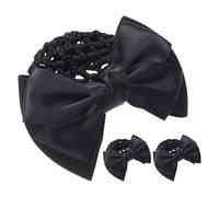 FRCOLOR 3pcs Bowknot Hair Bun Covers for Women Elastic Mesh Net Hair Snoods for Dancers Office Staff and Special Occasions