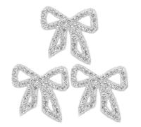 FRCOLOR 3pcs Bowknot Patch Bow Applique Embroidered Patches Rhinestone Decorative for Jeans Pants Shirts DIY Sewing Craft Decoration