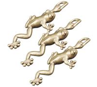 FRCOLOR 3pcs Brass Frog Keychain Pendants for DIY Use, Yellow Metal Frog Charms with Sturdy Material and Retro Decorative Style, for Crafting Unique Key Rings