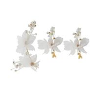 FRCOLOR 3pcs Bridal Hair Clip Set White Butterfly Hair Jewelry for Women Wedding Party Evening Prom Special Occasion