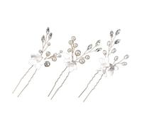 FRCOLOR 3pcs Bridal Hair Forks Wedding Headdress Pearl Flower Hair Clips for Bride Accessories