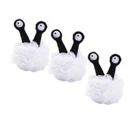 FRCOLOR 3pcs Cartoon Bath Shower Loofah Body Wash Sponge Set with Hanging Rope, Large Soft Exfoliating Bath Balls for Gentle Skin Scrubbing and Shower Use, White