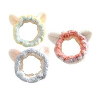 FRCOLOR 3pcs Cat Ear Headband Hairband for Makeup Spa Face Cleaning Girl Hotel Lovely Elastic Water Absorbing Stylish Headband Set