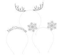 FRCOLOR 3pcs Christmas Headbands Deer Antler Snowflake Letter Hair Accessories for Women Festive Costume Party Cosplay