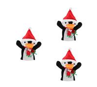 FRCOLOR 3pcs Christmas Penguin Finger Puppets Soft Plush Hand Puppets for Interactive Storytelling Games Holiday Animal Characters Cozy Gifts