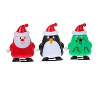 FRCOLOR 3Pcs Christmas Wind Up Plastic Party Favors Including Santa Claus Christmas Tree and Penguin Fun Clockwork for Boys and Holiday Stocking Stuffers