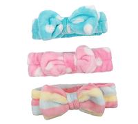 FRCOLOR 3pcs Coral Velvet Headband Bowknot Spa Headband for Pink Makeup Face Washing