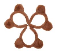 FRCOLOR 3pcs Cute Bear Ear Headbands Soft Plush Hair Hoops Comfortable Fit Fancy Animal Accessories for Parties Casual Outings and Dress Up Events