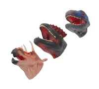 FRCOLOR 3pcs Dinosaur Hand Puppets for Flexible Rubber Role Play with Triceratops Dilophosaurus Velociraptor Safe Non Toxic Material for Storytelling and Early Education