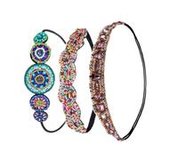FRCOLOR 3pcs Elegant Women's Rhinestone Headbands Elastic Hair Hoops Zig Style Sparkly Hair Accessories Crystal Beaded Ties for Parties