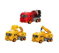 FRCOLOR 3pcs Engineering Vehicle Set Inertial Fire Engine Excavator Crane Trucks for Safe Car for Boys and Party Favors