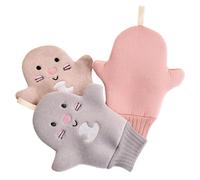 FRCOLOR 3Pcs Exfoliating Mitt Body Scrub Gloves Set Korean Bathing Gloves for Unisex Shower Exfoliation Creative Washcloth for Deep Cleansing Skin Random Color