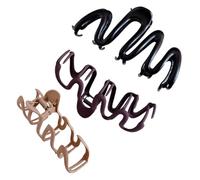 FRCOLOR 3pcs Frosted Gripper Headgear Hair Claw Clips for Women Stylish Wave Design Hairdressing Clips