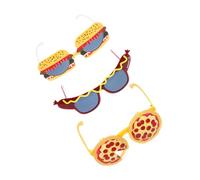 FRCOLOR 3pcs Funny Fast Food Theme Sunglasses Pizza Hamburger Hot Dog Eyeglasses for Summer Luau Party Comfortable Fit Lenses for Fun Family Gatherings and Themed Events