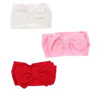 FRCOLOR 3pcs Girl Bow Headband Hair Bands White Pink and Red Soft Comfortable Hair Accessories for Any Occasion