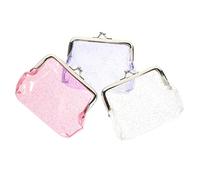 FRCOLOR 3pcs Glitter Coin Purse Set Small PVC Change Wallet Clasp for Women Cute Key Storage Pouch for Girls Multi-Color