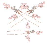FRCOLOR 3pcs Hair Accessories for Girls Women Hair Pins Metal Chopsticks Crystal Leaves Stick for Women Bun Sticks
