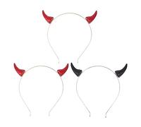 FRCOLOR 3Pcs Halloween Devil Horns Headbands Lightweight Costume Hairbands with Shining Colors Comfortable Party Accessories for Women and Family Celebration