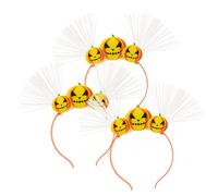 FRCOLOR 3pcs Halloween Glow Headbands with Pumpkin and Skull Optical Fiber Design Lightweight Comfortable Party Supplies for Adults and Halloween Decor