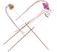 FRCOLOR 3pcs Halloween Themed Cat Teaser Wand Set with Bell Interactive Pvc Cat for Indoor and Kittens Featuring Bat Pumpkin and Ghost Shapes for Training and Play