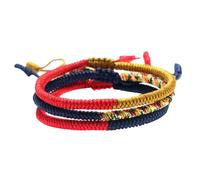 FRCOLOR 3Pcs Hand-woven Ethnic Wrist Chain Bracelets for Women Delicate Colorful Knot Decoration Bohemian Style Handmade Jewelry Red Red Navy Navy