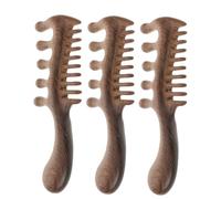 FRCOLOR 3pcs Handmade Wooden Scalp Massage Comb with Five Tooth Round Head Wide Tooth Hair Comb for Gentle Head Massage Hair Growth Stimulation and Body Relaxation Portable Grooming Tool
