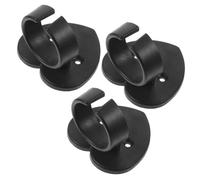 FRCOLOR 3pcs Heart-shaped Black Plastic Microphone Clip Holder Set, Wired and Wireless Mic Support with Back Clip for Interview, Hosting, and Stage Use