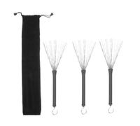 FRCOLOR 3pcs High Density Stainless Steel Wire Brushes with Drawstring Bag for Jazz Drums Snare Drums and Percussion Instruments for Beginners and Musical Creativity
