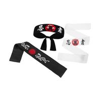 FRCOLOR 3pcs Japanese Ninja Samurai Headband Set with Black Dragon Design, Cotton Karate Boys and Girls Bandana for Martial Arts, Sports, and Japanese Party Favors