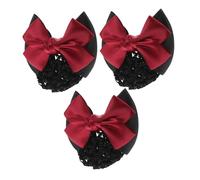 FRCOLOR 3Pcs Large Bowknot Hair Flower Net Bag Elastic Bun Snood Mesh Clip for Women Girls Hair Accessories Suitable for Updos and Special Events